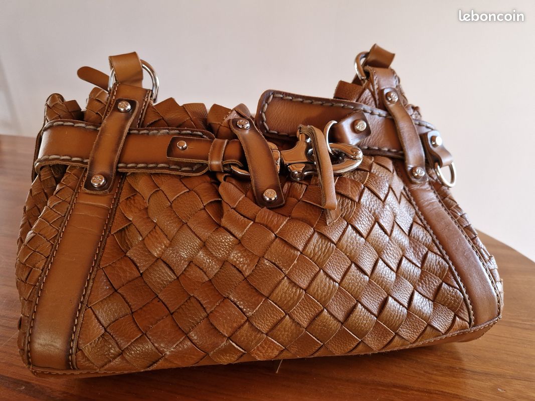 Sac à Main Francesco Biasia En Cuir Vintage - Bleu Foncé, Très Bon État Général