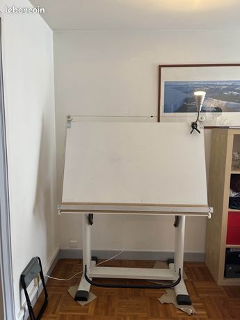 Table à Dessin Bieffe Style Architecte - Pliable, Blanche Et Verte - Métal Et Bois