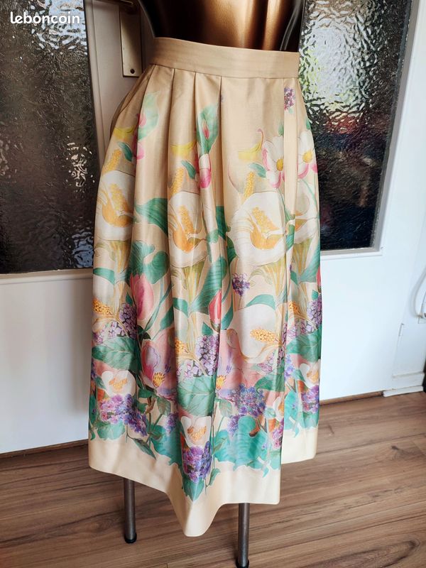 Jupe Midi Jupe Retro Jupe Midi Vintage 70s Fleurs Pastel