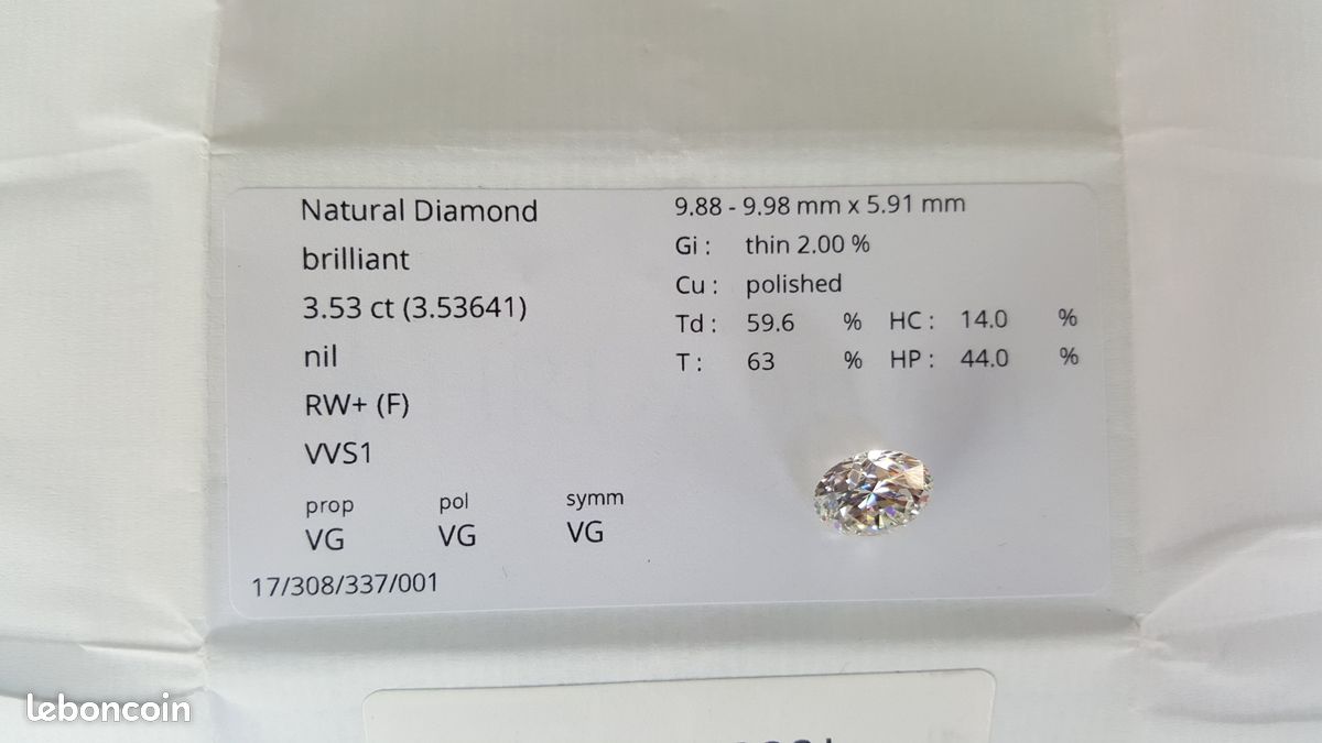 Diamant rond-brillant 3.53 carats (image 2)