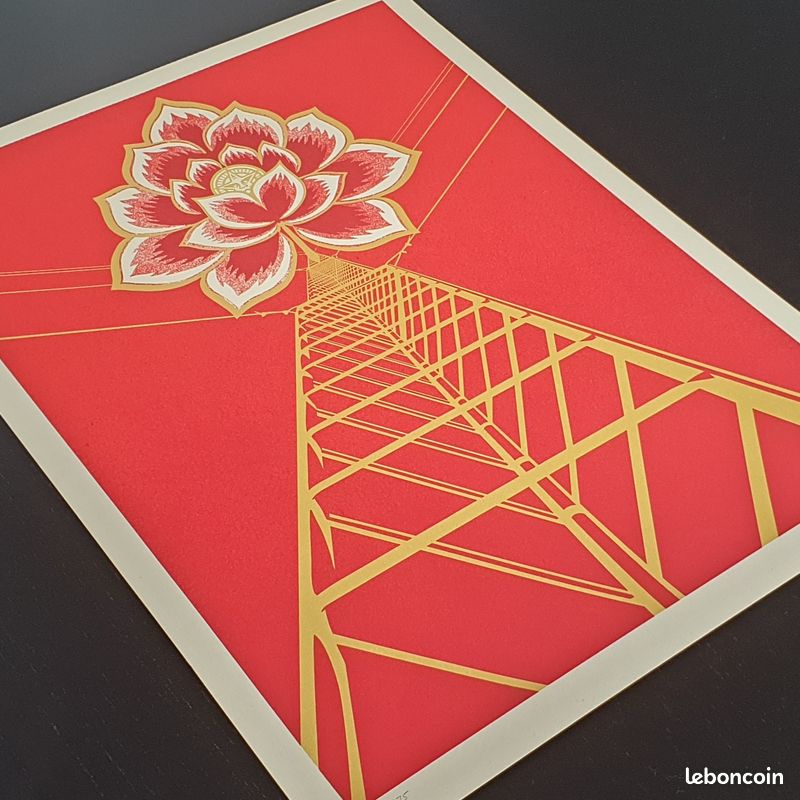 Shepard Fairey (OBEY) - Affiche Edition Limitée à 375ex. - Flower Power Red - 2021 (image 5)