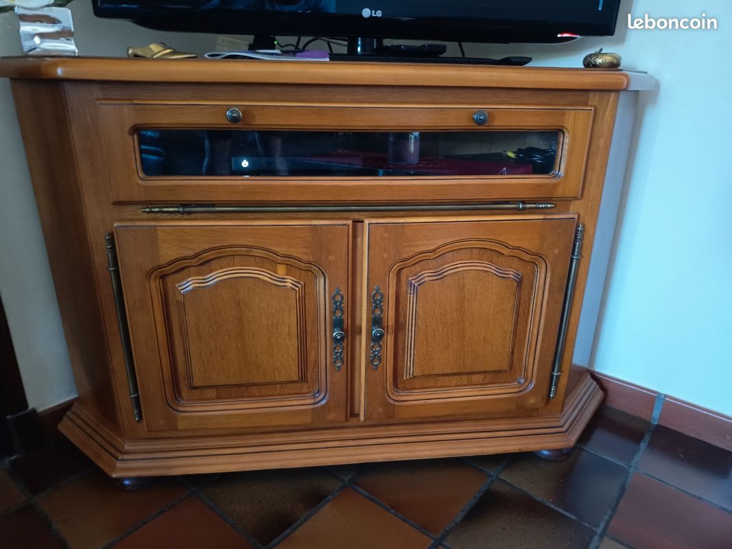 Meuble TV d'angle en bois (image 1)