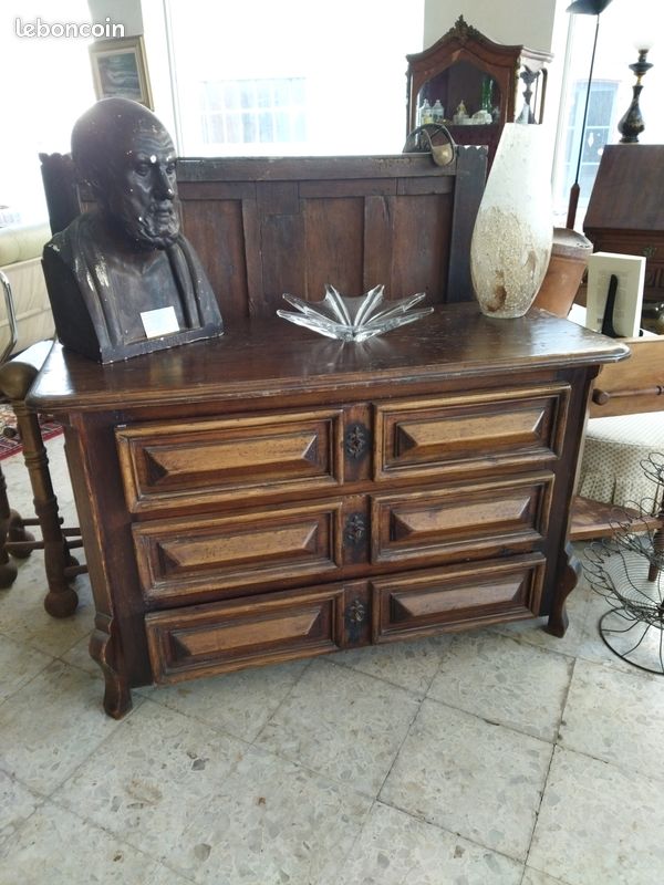COMMODE Bois Massif 3 Tiroirs Mobilier Années 40 (image 1)