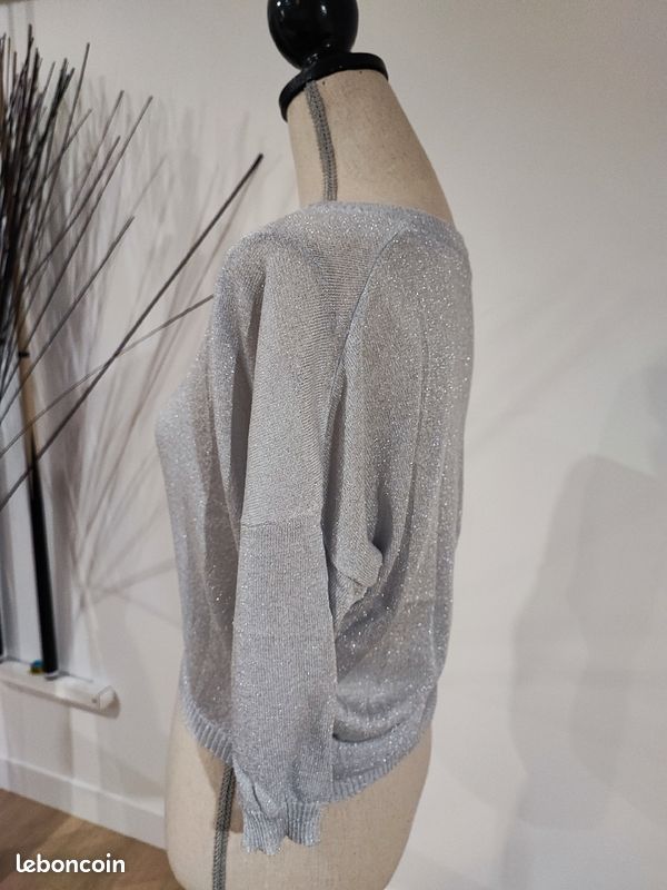 Pull torsadé gris clair (image 3)