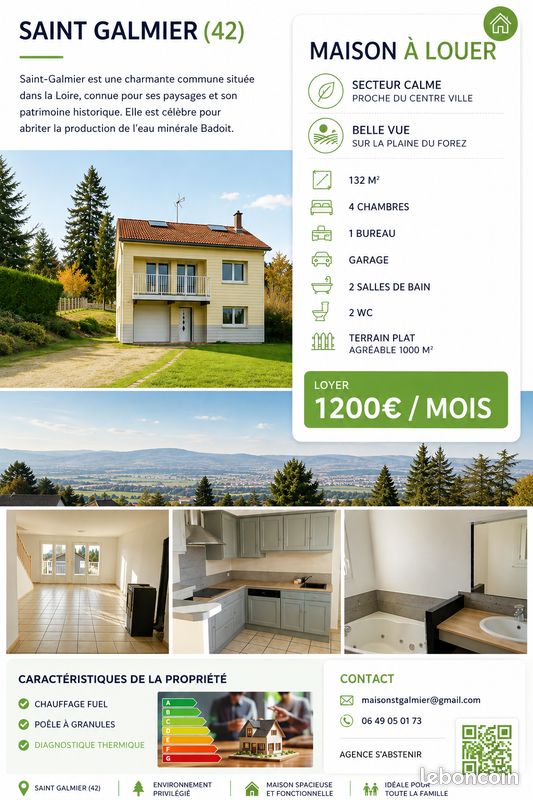 Maison 5 pièces 132 m² · à Saint-Galmier · 132 m² · 1 220 €