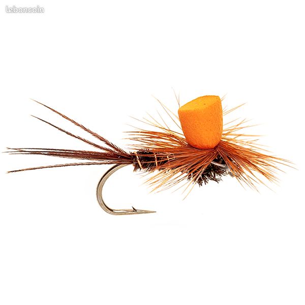 3 Mouches Sèches Fliegentom - Parachute Orange Vif - Pour Truite - NEUVES