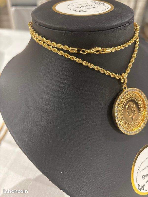 Collier Plaqué Or - Occasion Bon état - Longueur Réglable ? - Bijou Fantaisie Classique