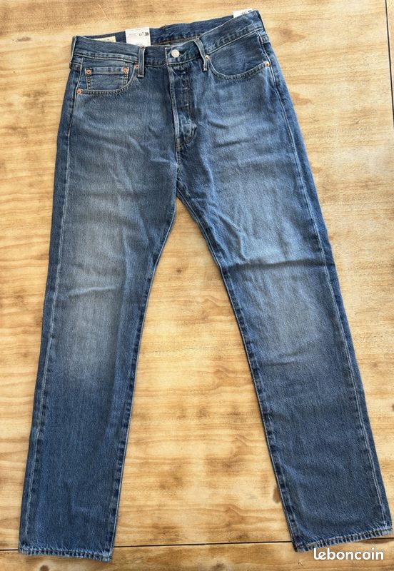 Jean Levi’s 501 Original Homme Bleu W32 L34 – Neuf avec Étiquettes (image 2)