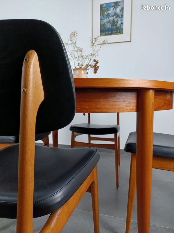 Série de 6 chaises vintage Stella simili cuir et bois (image 3)