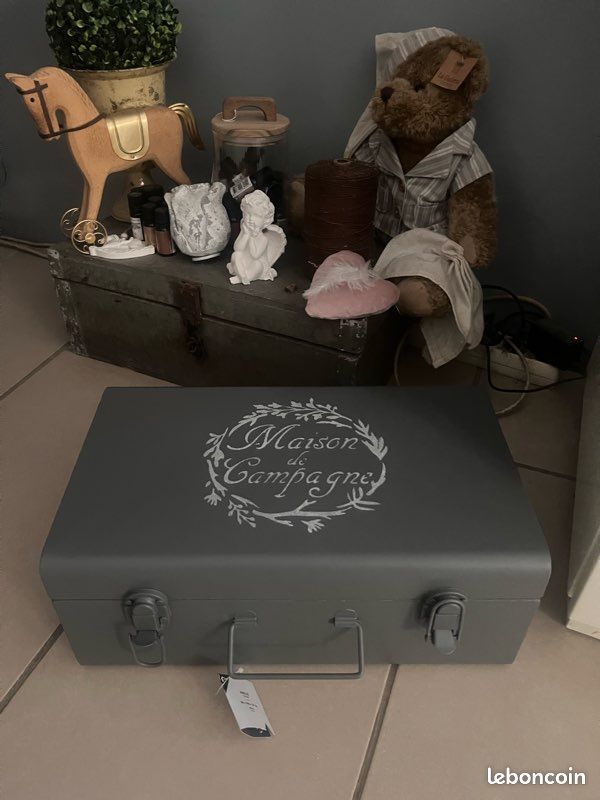 Malle métal coffre deco rangement campagne Décoration
