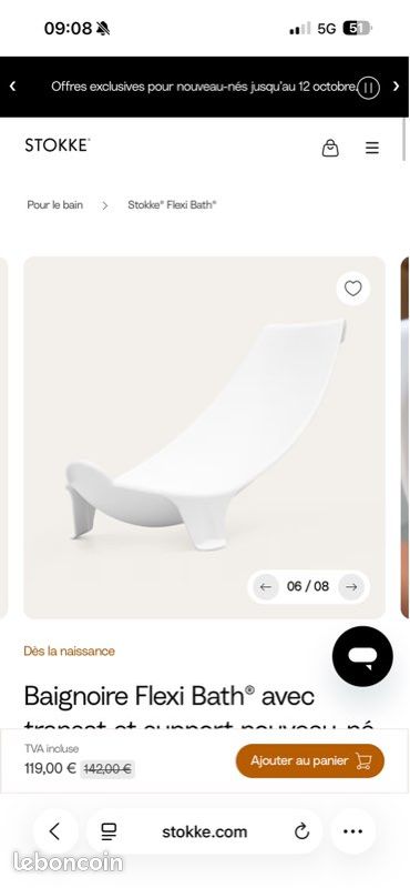 Baignoire Flexi Bath Stokke avec transat et support nouveau-né (image 3)