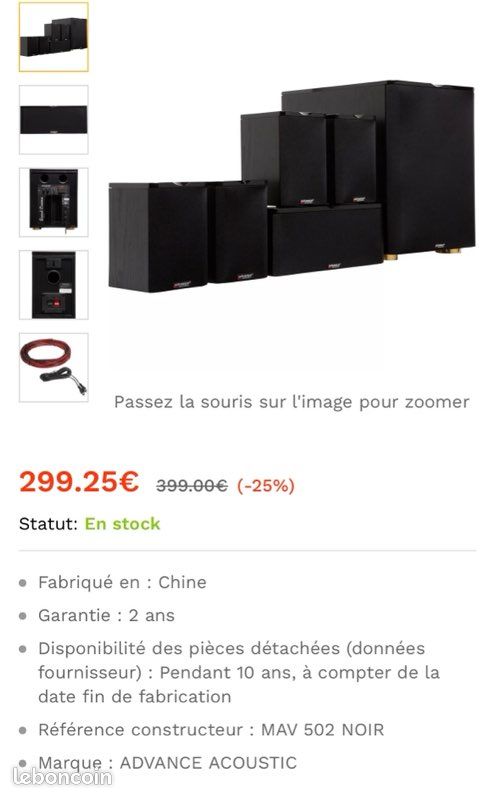 Pack enceinte home cinéma (image 1)