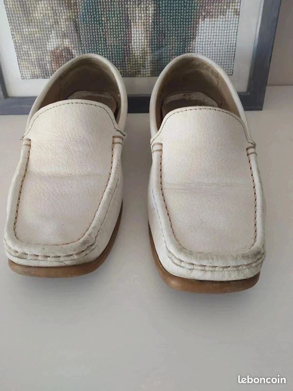 Mocassins en cuir blanc 37 (image 3)
