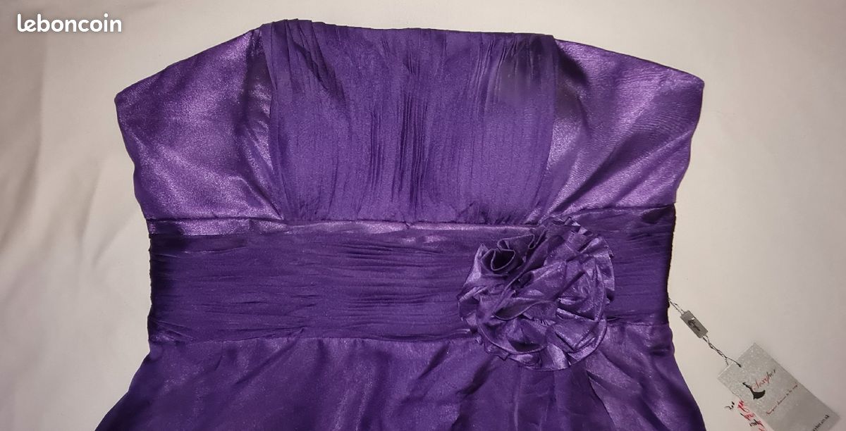 Robe bustier violette de cocktail neuve grande taille (image 2)