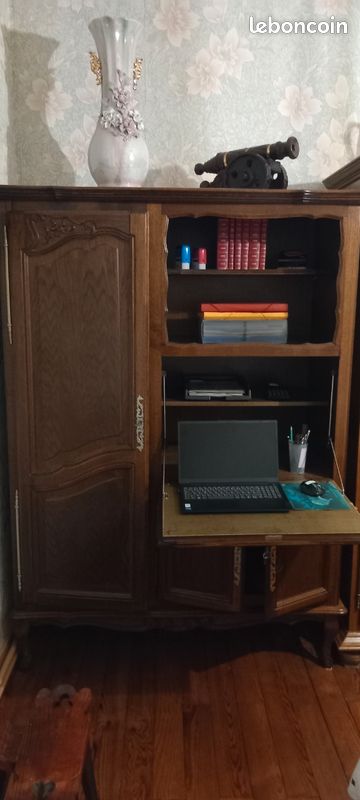 Armoire secrétaire, lit complet, chevet (image 2)