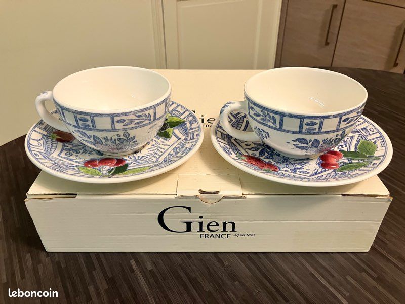 Paire de déjeuners Gien Décor Oiseau bleu (image 2)