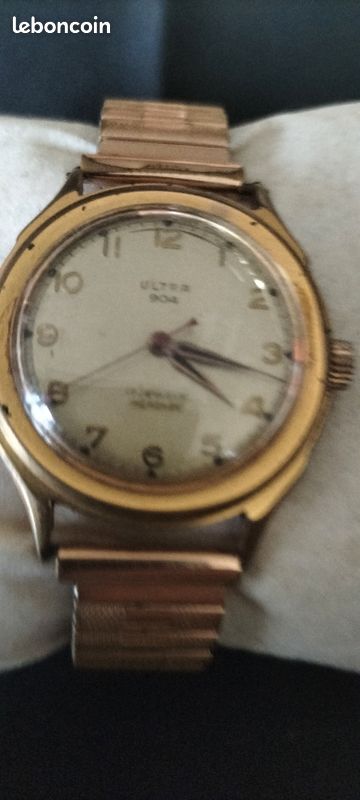 Montre ULTRA 904 Mécanique Vintage Années 50 - Fonctionne - Cadran Argenté - France