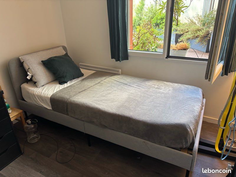 Lit IKEA Slattum gris 90x200 (image 2)