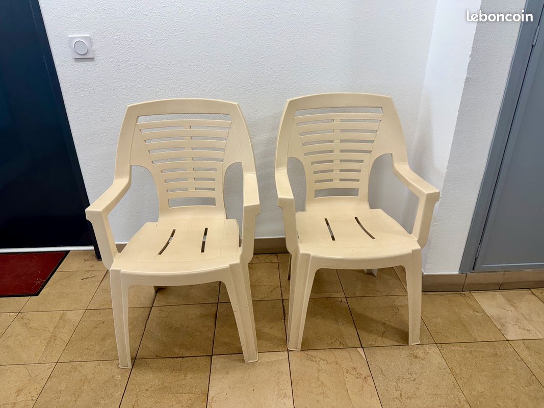 Lot de 2 chaises de jardin beige (image 2)
