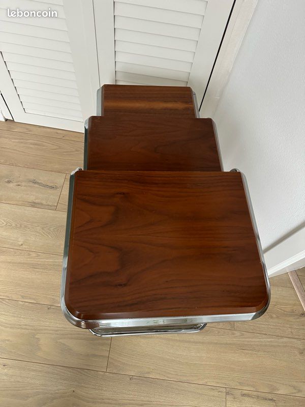 Lot de 3 Tables Gigognes Vintage – Style Bauhaus / Années 70 (image 13)