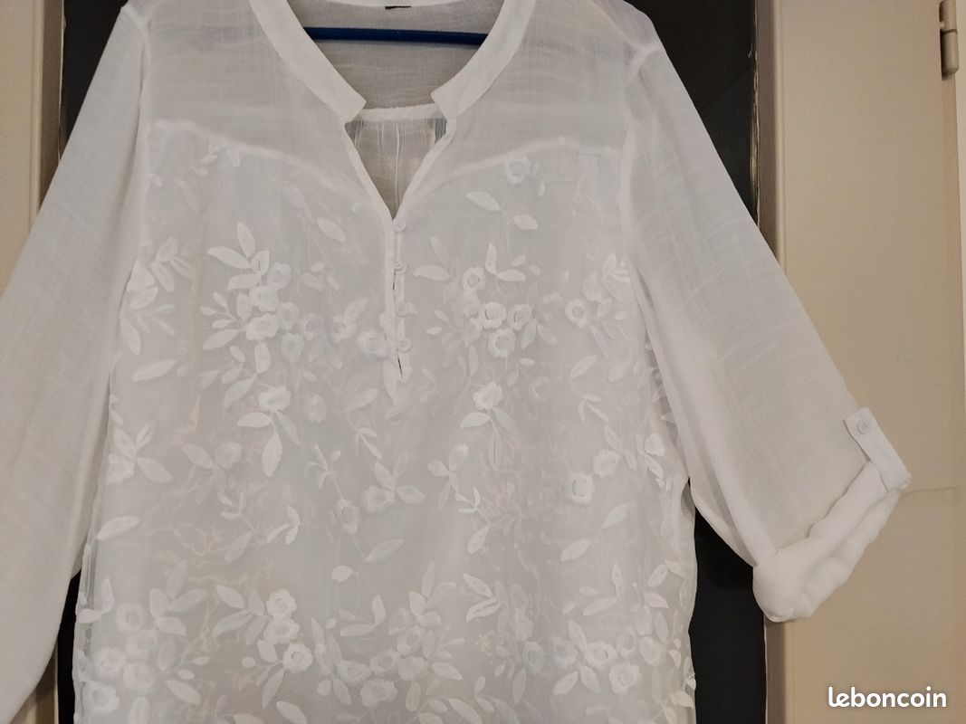 Haut Femme Dentelle Blanche Primark - Taille 6 - Neuf Avec étiquettes - 100% Polyester - Manches Courtes