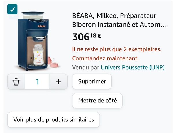 Préparateur de biberons Milkeo - Beaba garantie 18 mois - Béaba