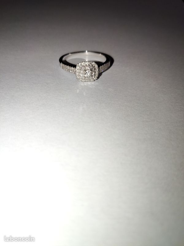 Bague solitaire diamant or blanc 750 (image 2)