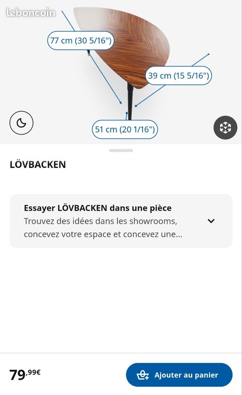LÖVBACKEN side table, medium brown, 77x39 cm