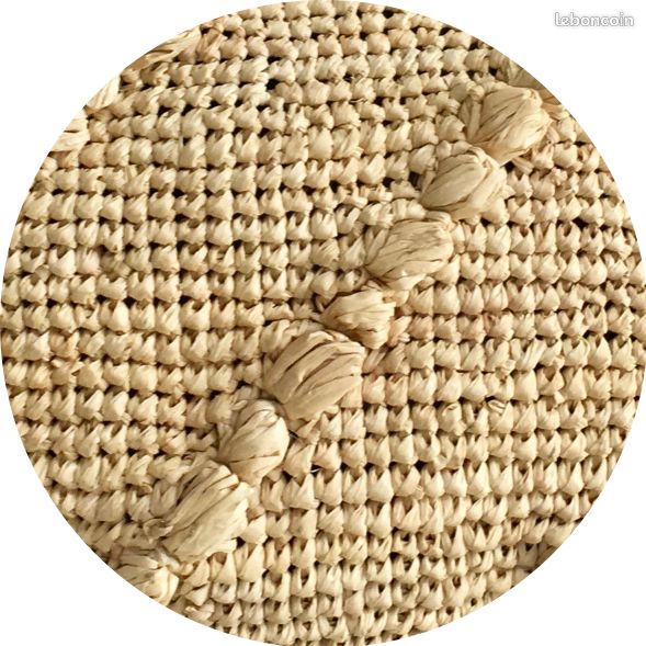 Sac neuf en raphia au crochet avec doublure en tissu et fermeture zippée (image 4)
