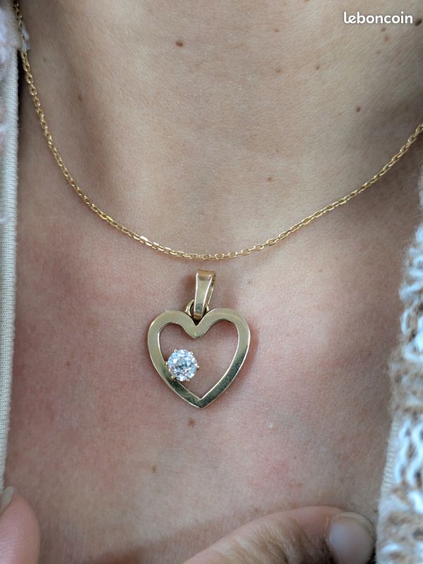 Pendentif Amour Coeur – Or Jaune 18 Carats – 1,55g – Taille 20mm – Neuf Avec Étiquettes