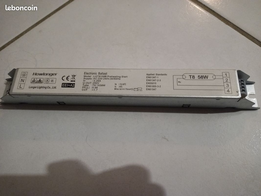 Ballast électronique Pour Lampe 2x36W, T8, EEI=A2, PF?0,95, AC220-240V, 50/60Hz