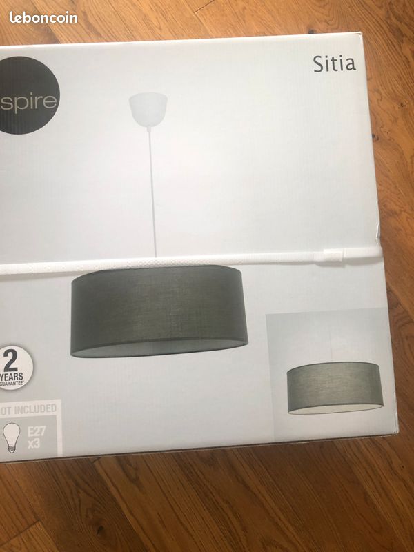 Suspension luminaire tissu gris inspire (image 4)