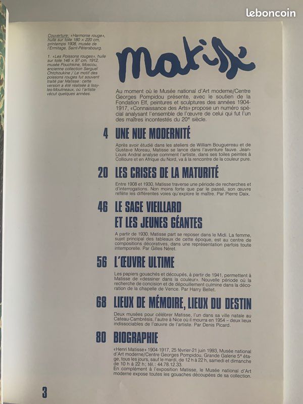 2 hors-série Matisse Connaissance des arts musée Nice 1994 + expo Paris 1993 (image 3)