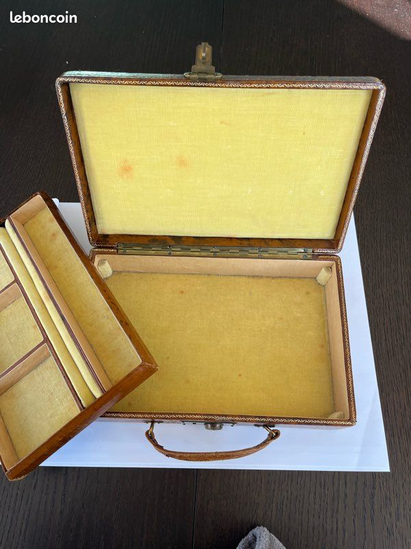 Coffret à Bijoux Vintage En Laiton Et Verre - Forme Carrée - Occasion