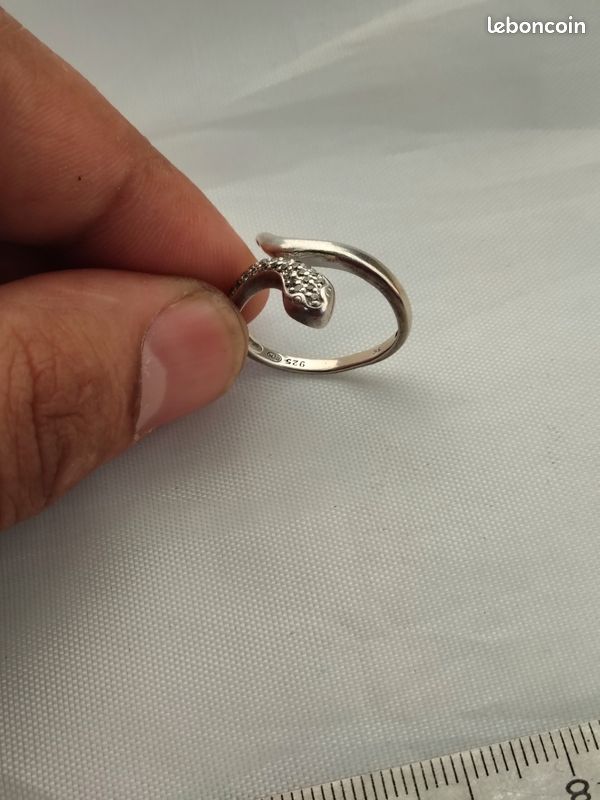 Bague Ancienne En Argent Représentant Un Serpent, Taille 54, Occasion