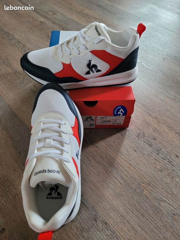 Baskets Le Coq Sportif 37 neuves blanc rouge bleu Chaussures