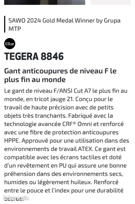 Gants Tegera anti coupure le plus fin du monde (image 3)