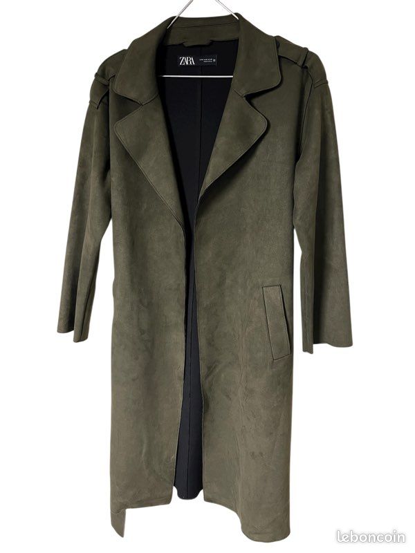 Trench-Coat Manteau Léger Style Daim Vert Kaki Vêtements