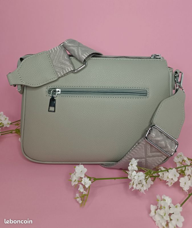 Sac à main couleur Gris avec bandoulière assortie (image 3)