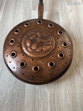 Bassinoire Chauffe-lit En Cuivre - 16cm X 50cm - Ancien