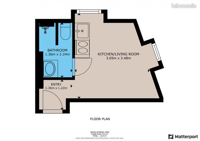 Studio 1 pièce 15 m²