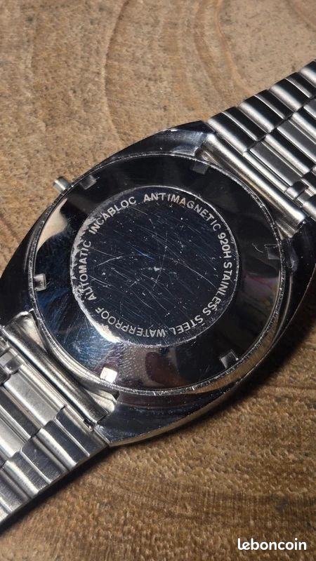 Boîtier montre automatique vintage NOS acier + bracelet intégré + verre – 35,7 mm (image 6)