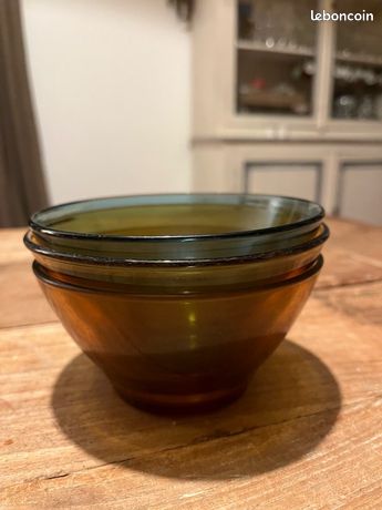 Bol en cristal ambré vintage, représenté par Tuleste Factory - En vente