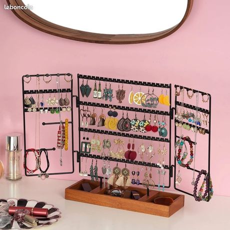Présentoir à Bijoux Rotatif En Acrylique Noir - Organisateur Boucles D'oreilles, Colliers, Cadeau Pratique Pour Femme