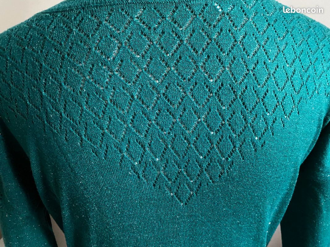 Pull fin vert emeraude pailletté Promod taille XS Vêtements