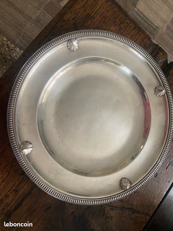 Plat Rond En Métal Argenté Christofle - Diamètre 35,5 Cm (occasion)