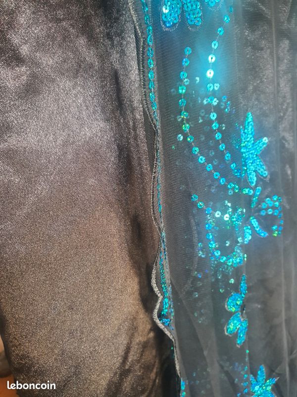 Tissus noir et turquoise avec strass (image 3)