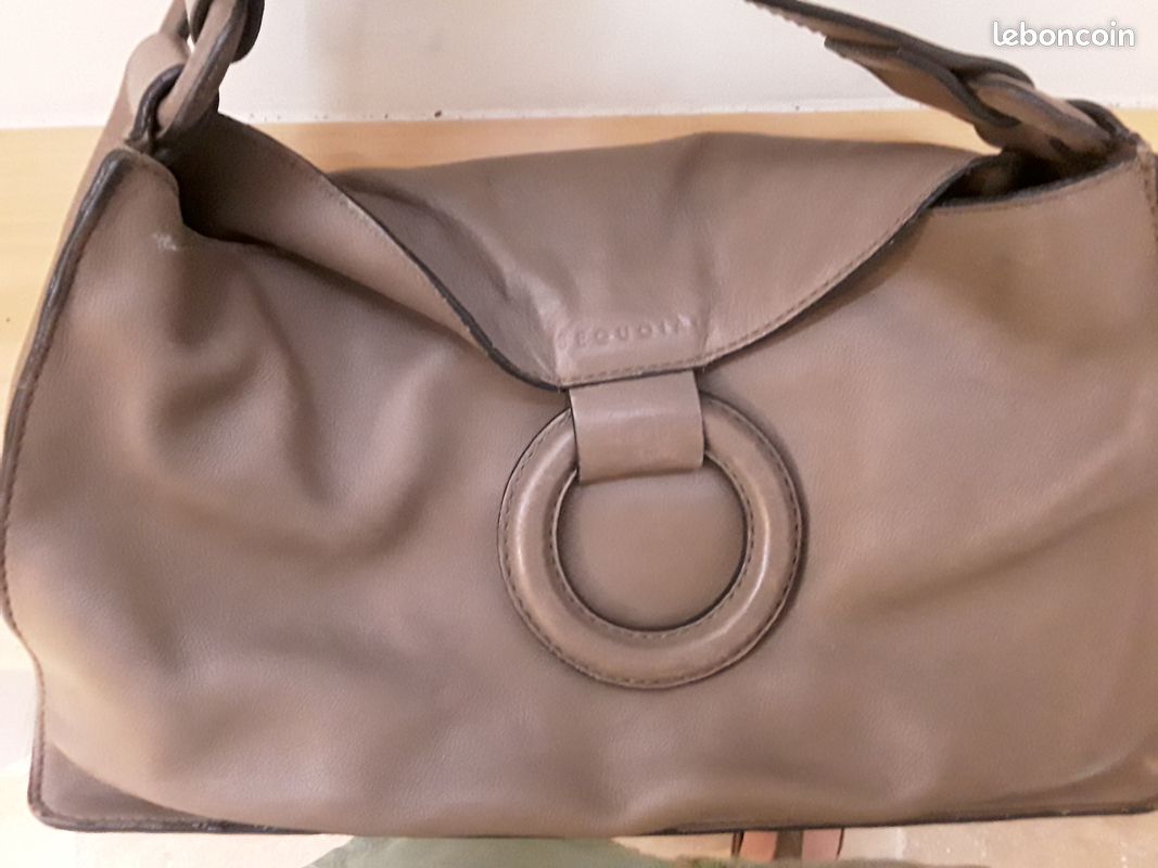 Sac à Main Sequoia Cuir Vintage Vert - Taille Moyenne, Style Bandoulière, Occasion Très Bon état