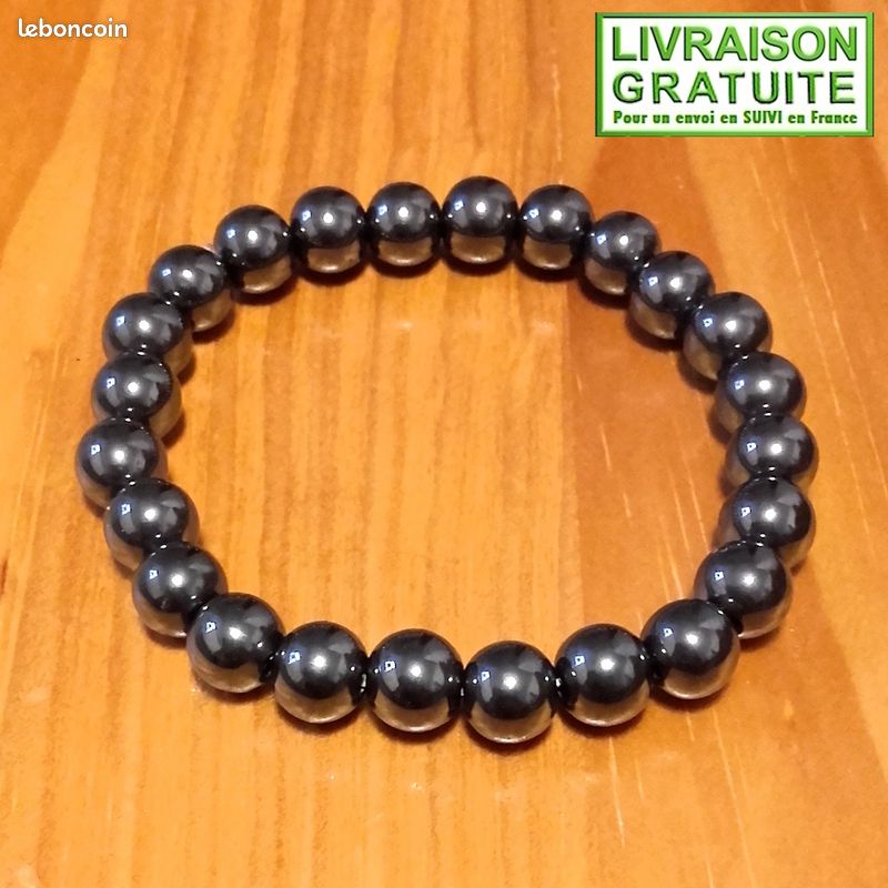 Bracelet En Hématite Naturelle Du Brésil - Pierre De Protection 8mm - Purification Et Ancrage