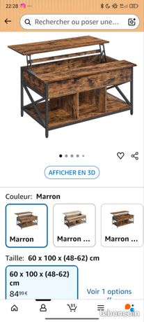 Table Basse | Table de salon Industrielle à 2 Niveaux, Cadre